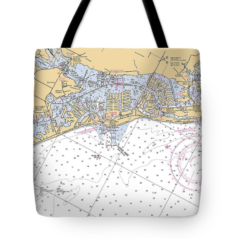 Johns Pass-florida Nautical Chart - Tote Bag