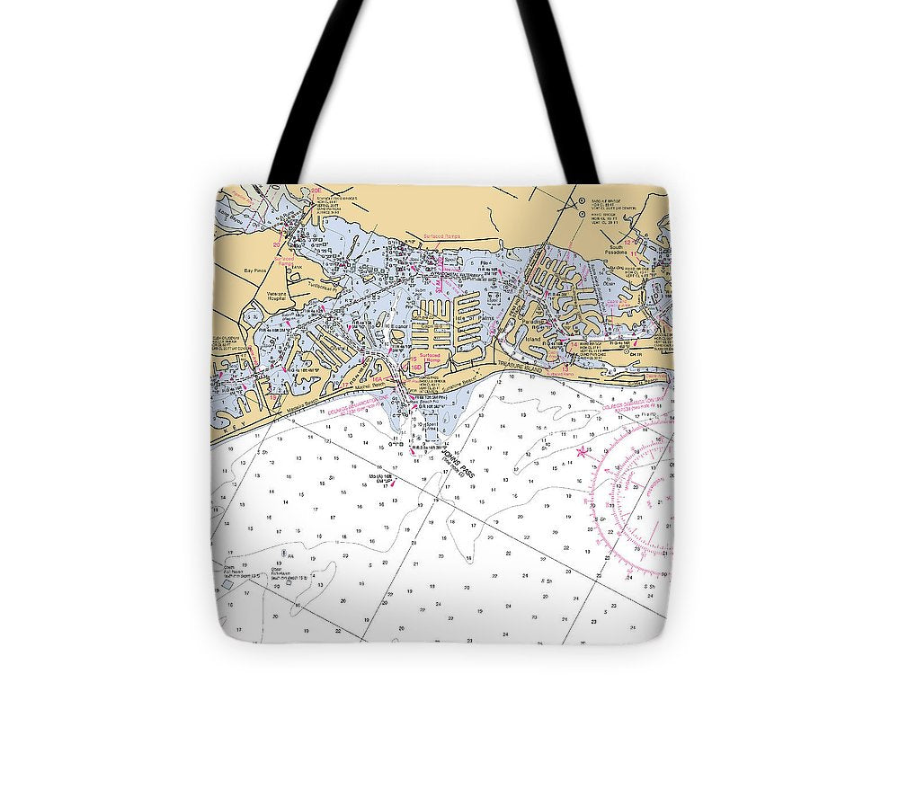 Johns Pass Florida Nautical Chart Tote Bag