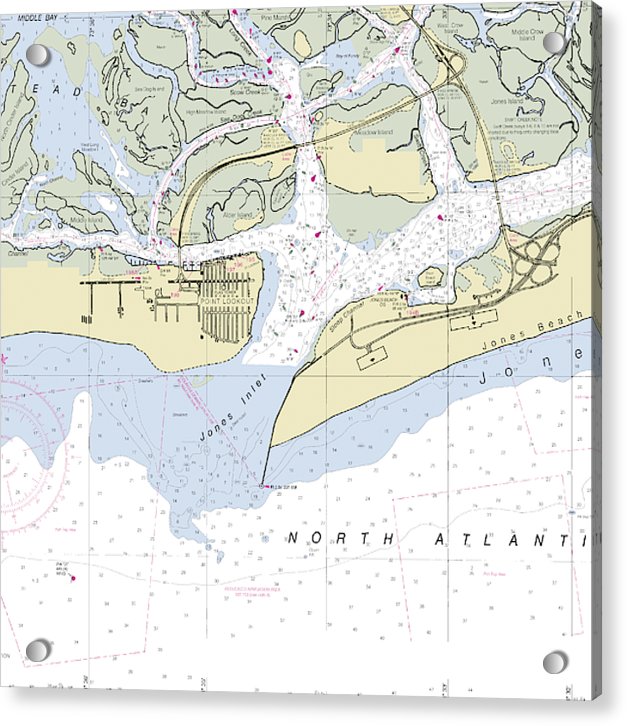 Jones Inlet New York Nautical Chart - Acrylic Print
