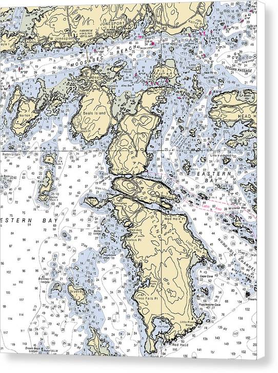 Jonesport-maine Nautical Chart - Canvas Print