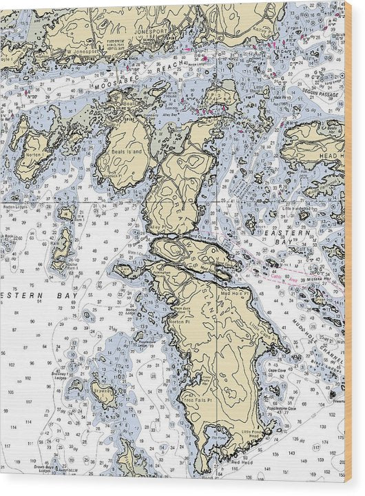 Jonesport-Maine Nautical Chart Wood Print