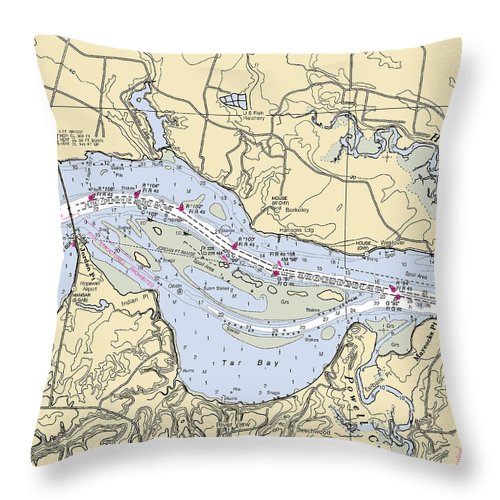 Jordan Point-virginia Nautical Chart - Throw Pillow