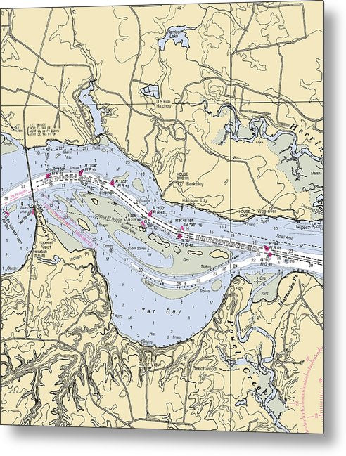 A beuatiful Metal Print of the Jordan Point-Virginia Nautical Chart - Metal Print by SeaKoast.  100% Guarenteed!