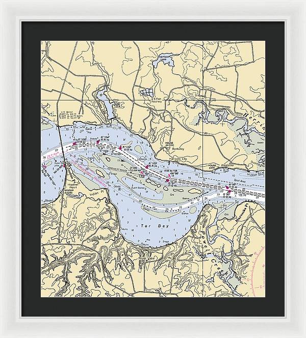 Jordan Point-virginia Nautical Chart - Framed Print