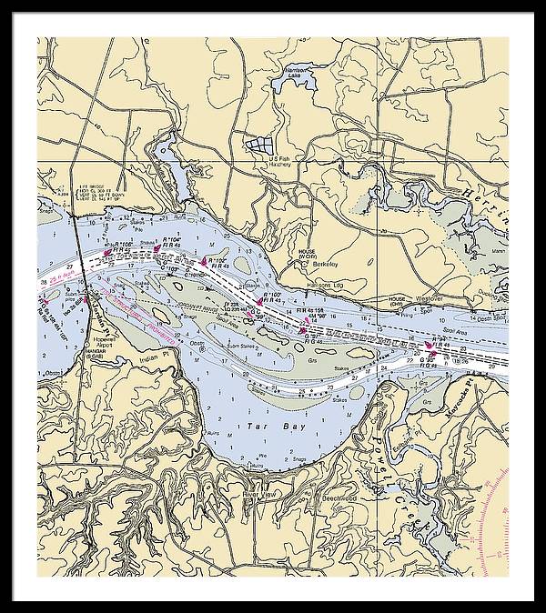 Jordan Point-virginia Nautical Chart - Framed Print
