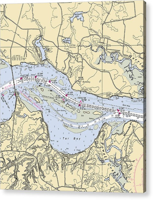 Jordan Point-Virginia Nautical Chart  Acrylic Print
