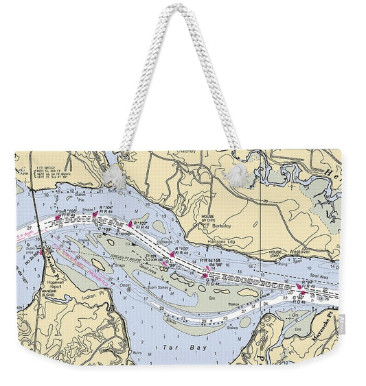 Jordan Point-virginia Nautical Chart - Weekender Tote Bag
