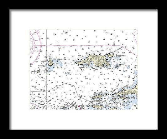 Jost Van Dyke Virgin Islands Nautical Chart - Framed Print