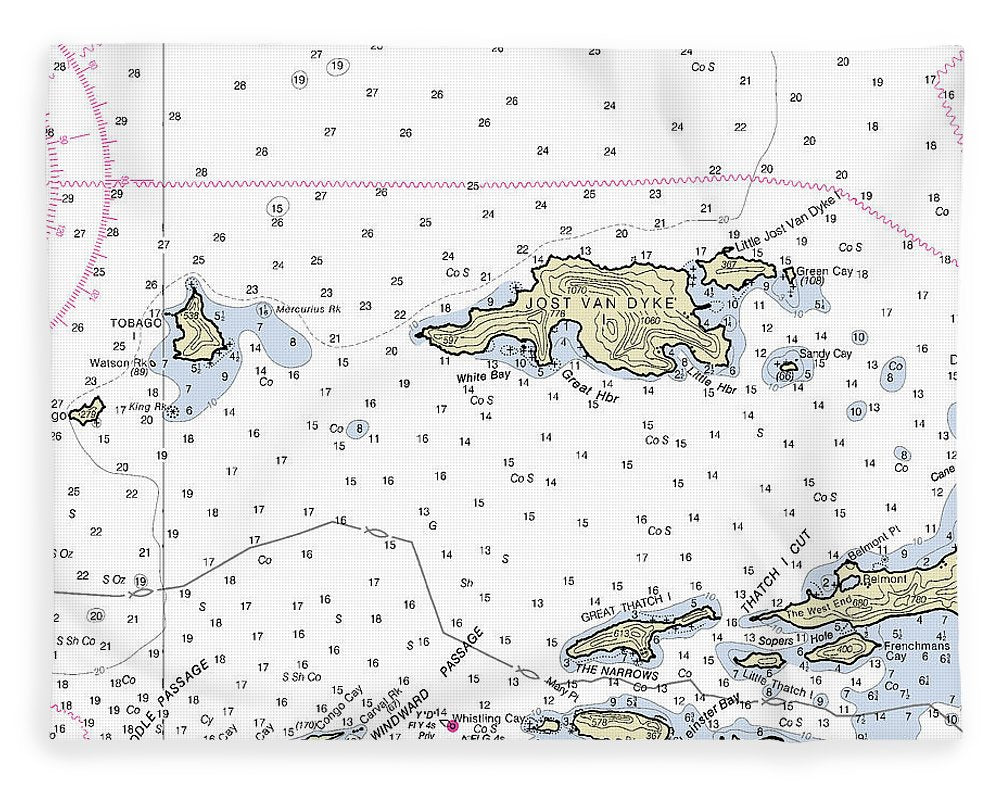 Jost Van Dyke Virgin Islands Nautical Chart - Blanket