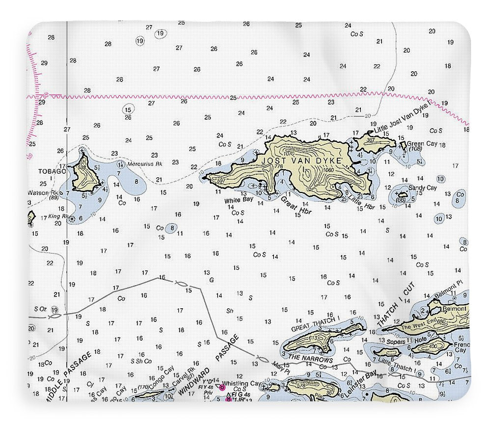 Jost Van Dyke Virgin Islands Nautical Chart - Blanket