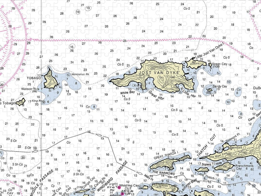 Jost Van Dyke Virgin Islands Nautical Chart Puzzle