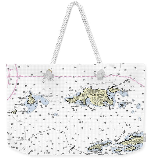 Jost Van Dyke Virgin Islands Nautical Chart - Weekender Tote Bag
