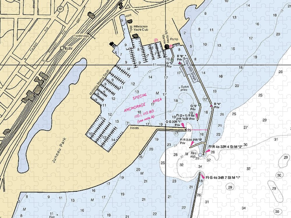 Juneua Park Lake Michigan Nautical Chart Puzzle