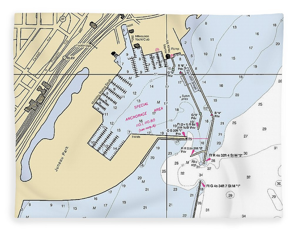Juneua Park-lake Michigan Nautical Chart - Blanket