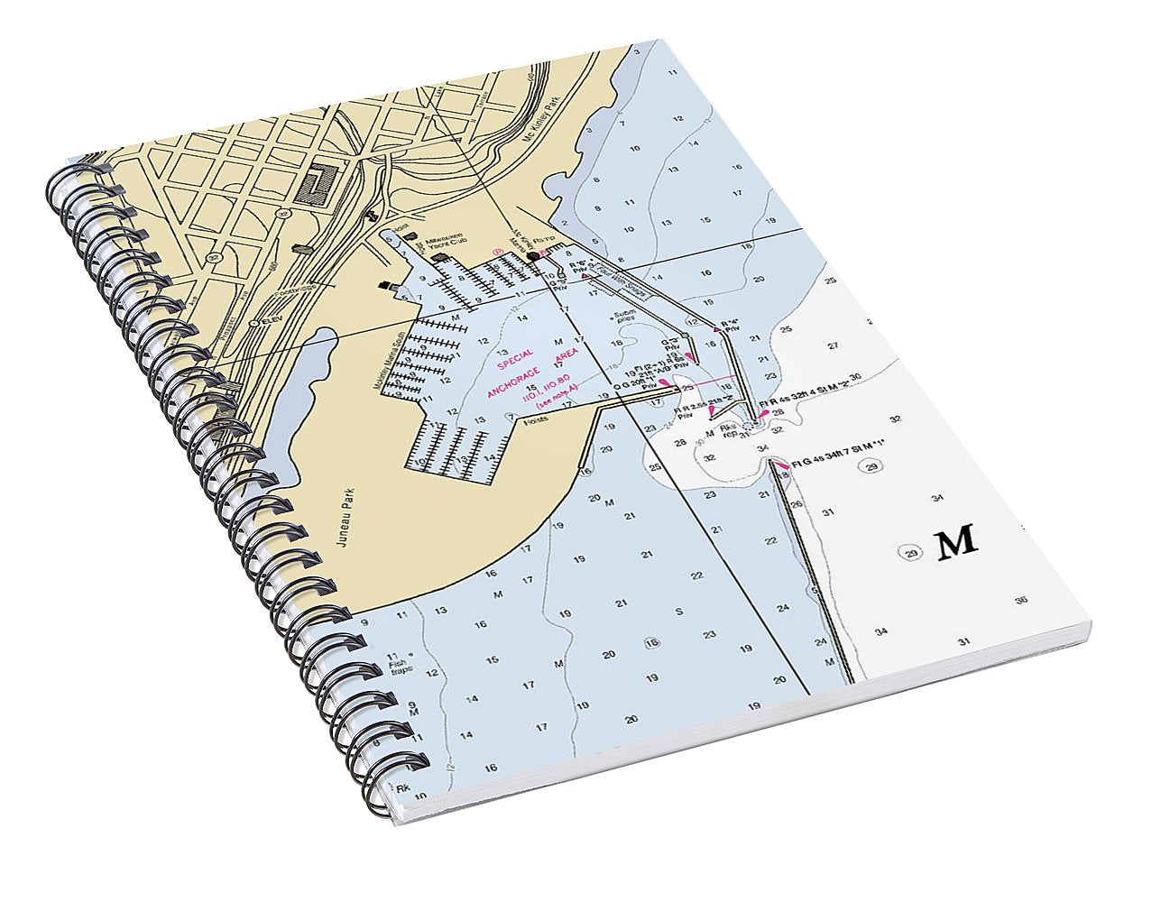 Juneua Park-lake Michigan Nautical Chart - Spiral Notebook