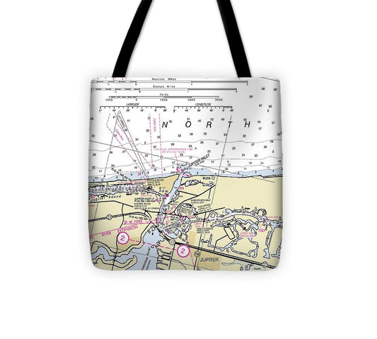 Jupiter Florida Nautical Chart Tote Bag