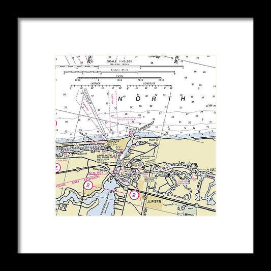 Jupiter Florida Nautical Chart - Framed Print