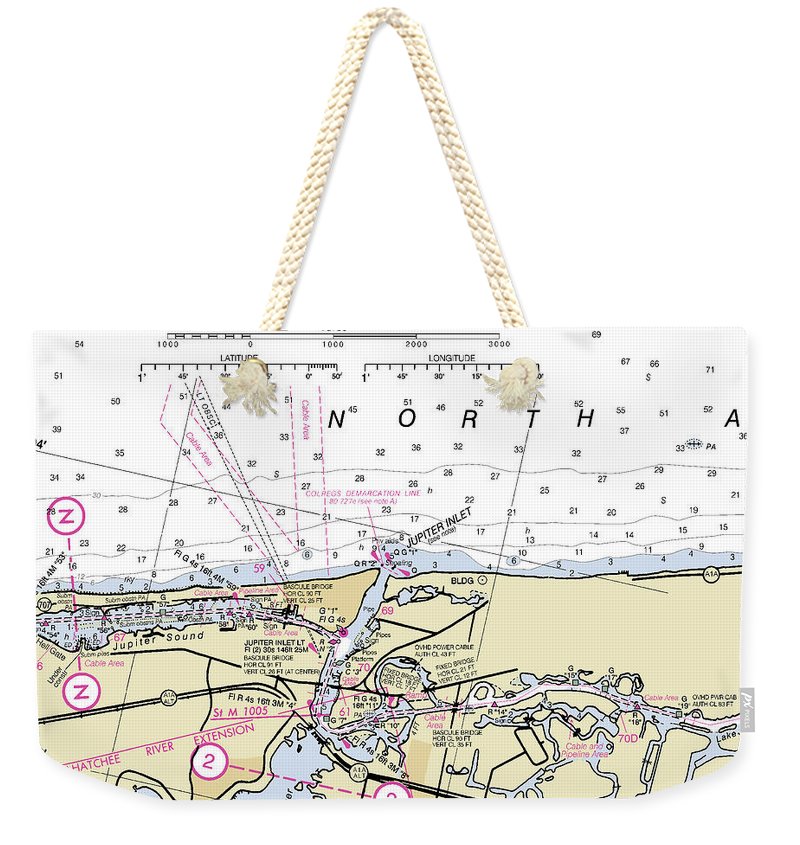 Jupiter Florida Nautical Chart - Weekender Tote Bag