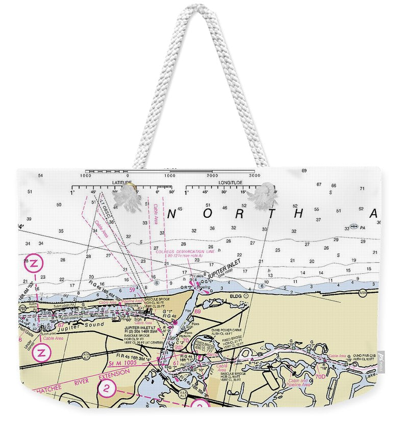 Jupiter Florida Nautical Chart - Weekender Tote Bag