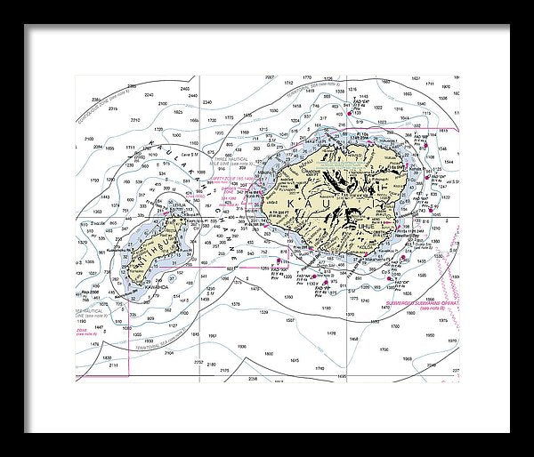 Kauai Hawaii Nautical Chart - Framed Print