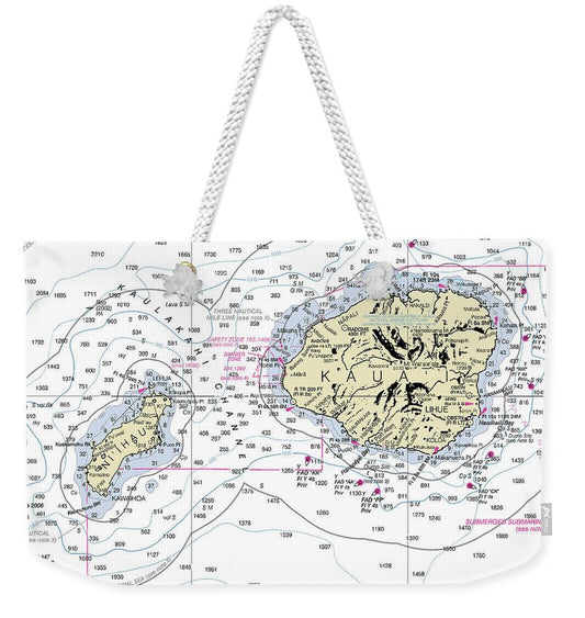 Kauai Hawaii Nautical Chart - Weekender Tote Bag