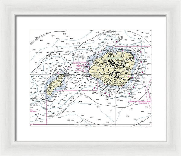 Kauai Hawaii Nautical Chart - Framed Print