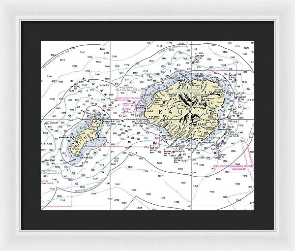 Kauai Hawaii Nautical Chart - Framed Print