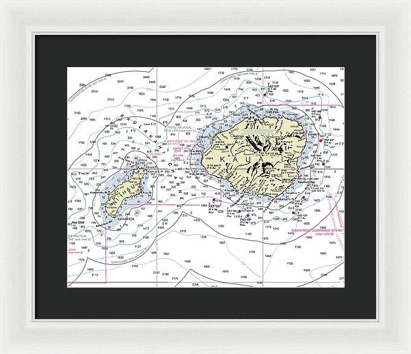 Kauai Hawaii Nautical Chart - Framed Print