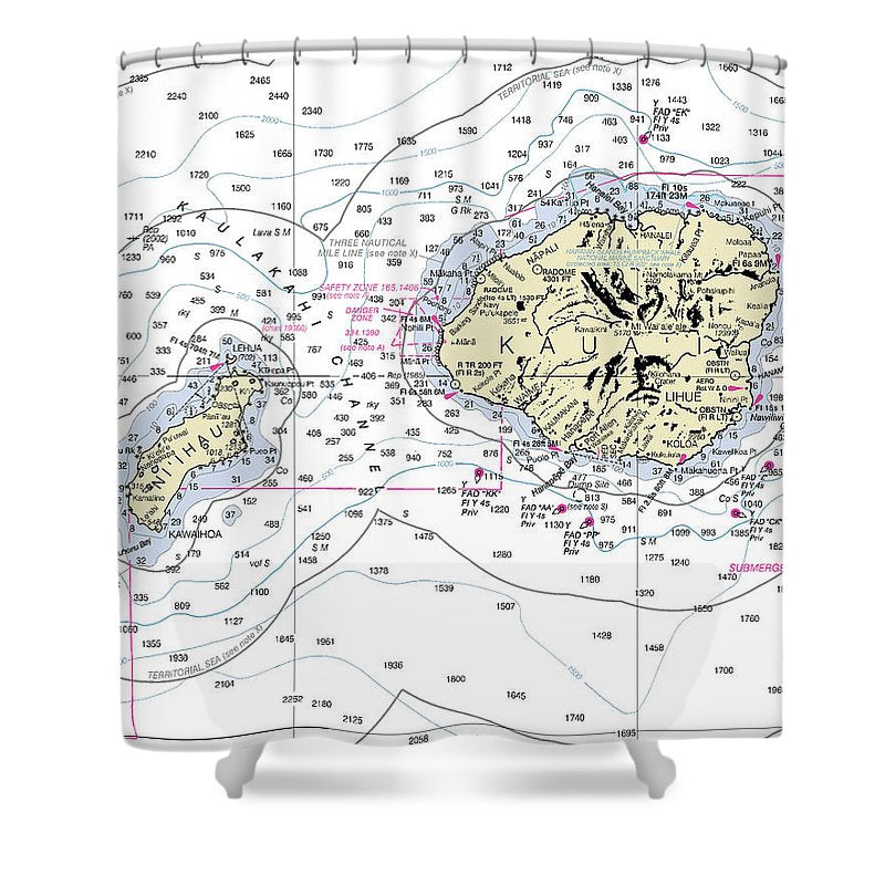 Kauai Hawaii Nautical Chart Shower Curtain