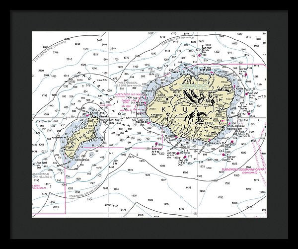 Kauai Hawaii Nautical Chart - Framed Print