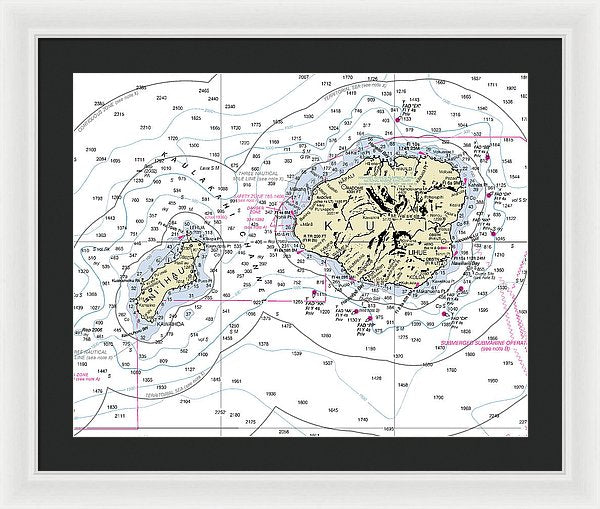 Kauai Hawaii Nautical Chart - Framed Print