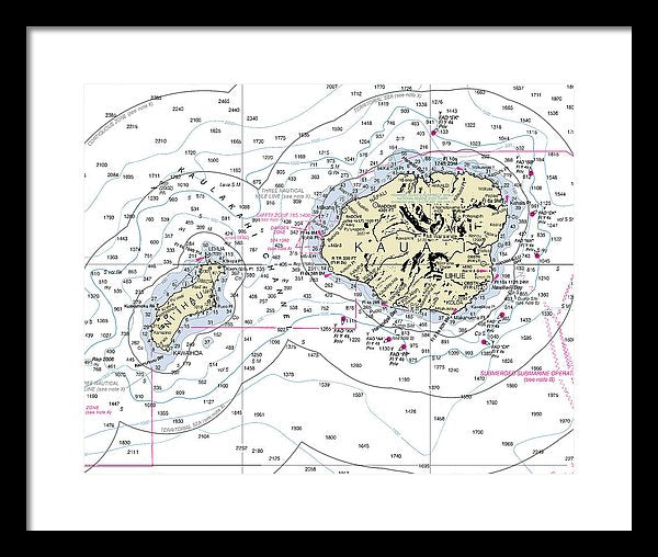 Kauai Hawaii Nautical Chart - Framed Print