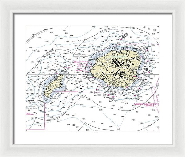 Kauai Hawaii Nautical Chart - Framed Print