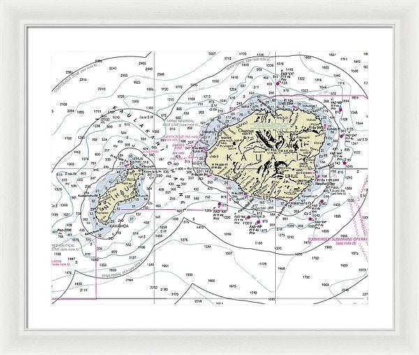 Kauai Hawaii Nautical Chart - Framed Print