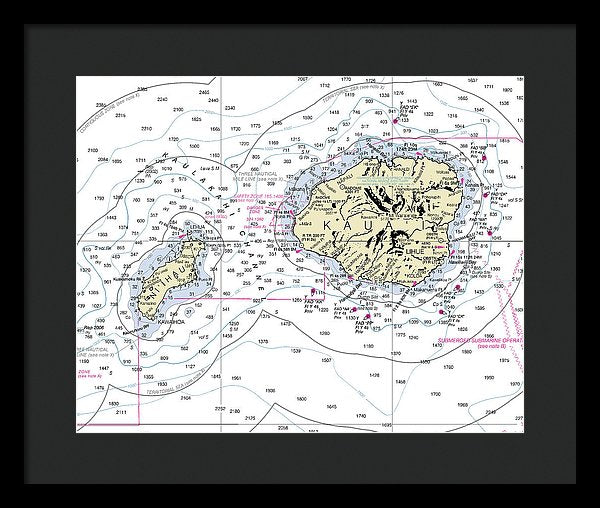 Kauai Hawaii Nautical Chart - Framed Print