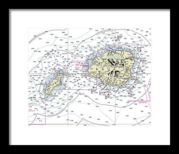 Kauai Hawaii Nautical Chart - Framed Print