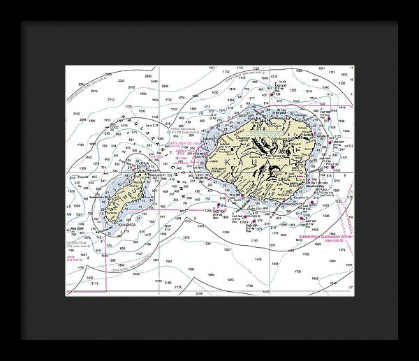 Kauai Hawaii Nautical Chart - Framed Print