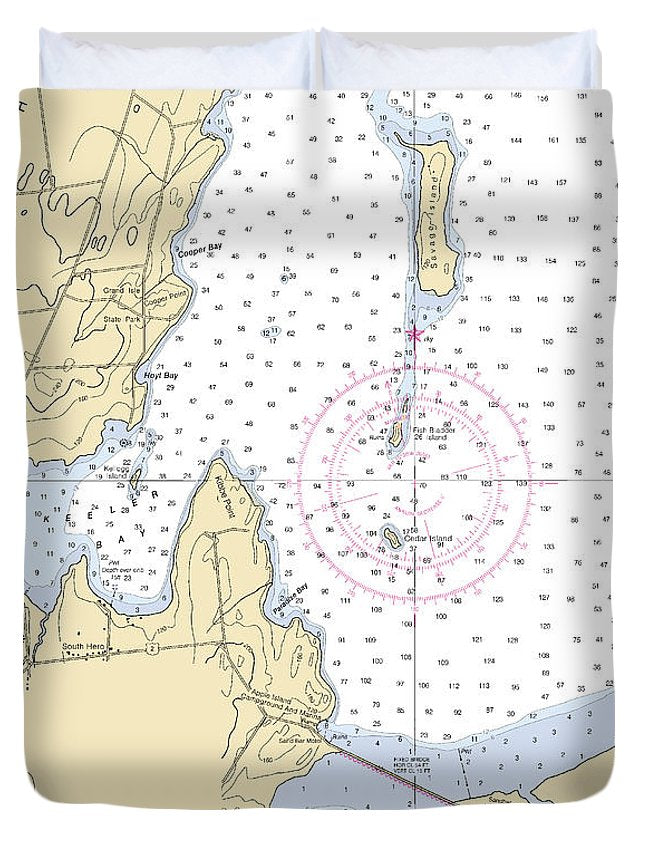 Keller Bay-lake Champlain  Nautical Chart - Duvet Cover