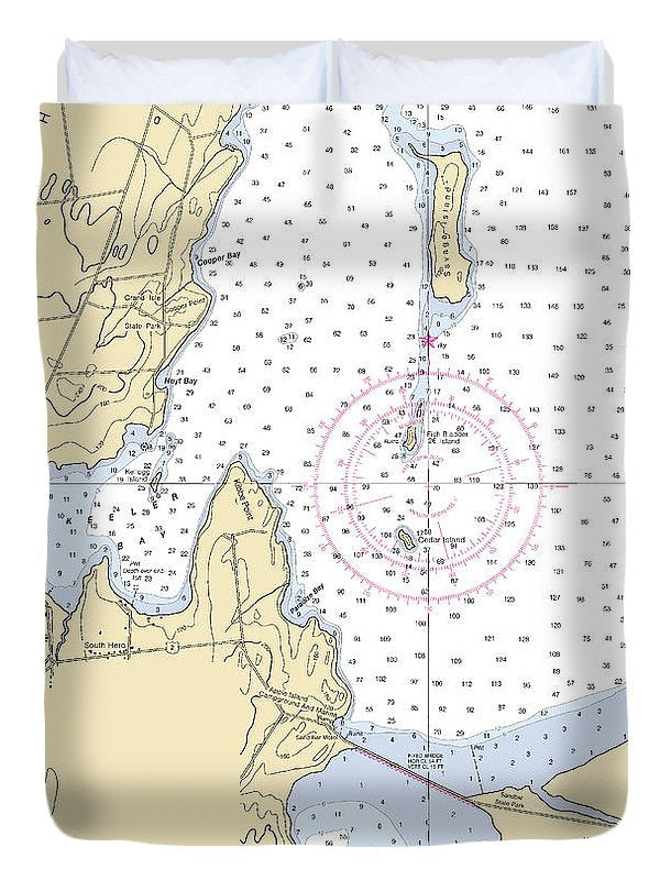 Keller Bay-lake Champlain  Nautical Chart - Duvet Cover