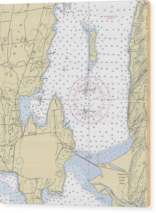 Keller Bay-Lake Champlain  Nautical Chart Wood Print