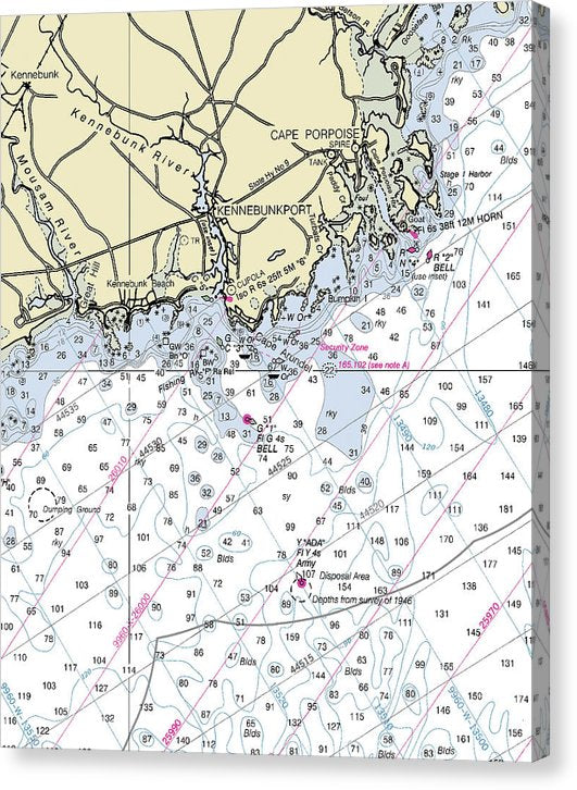Kennebunkport Maine Nautical Chart Canvas Print
