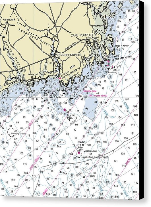 Kennebunkport Maine Nautical Chart - Canvas Print
