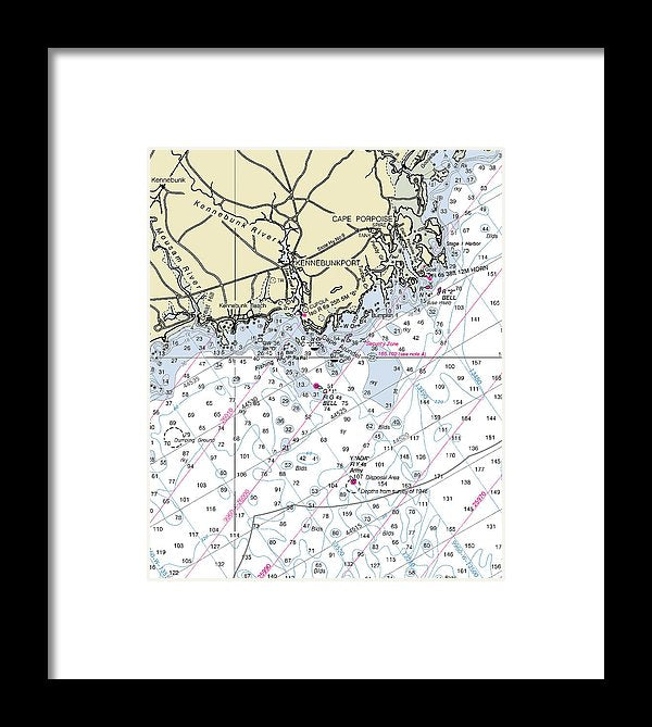 Kennebunkport Maine Nautical Chart - Framed Print