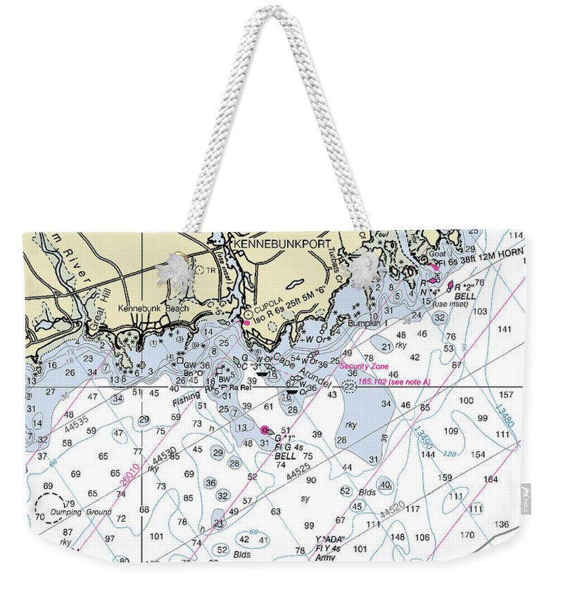 Kennebunkport Maine Nautical Chart - Weekender Tote Bag