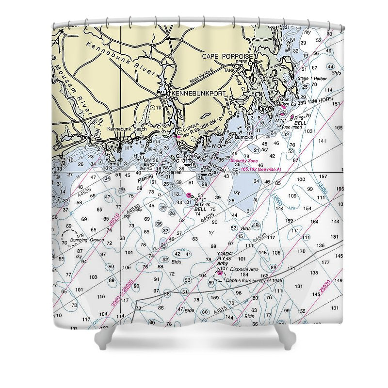 Kennebunkport Maine Nautical Chart Shower Curtain