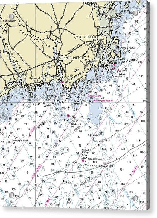 Kennebunkport Maine Nautical Chart - Acrylic Print