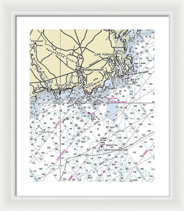 Kennebunkport Maine Nautical Chart - Framed Print