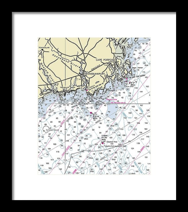 Kennebunkport Maine Nautical Chart - Framed Print