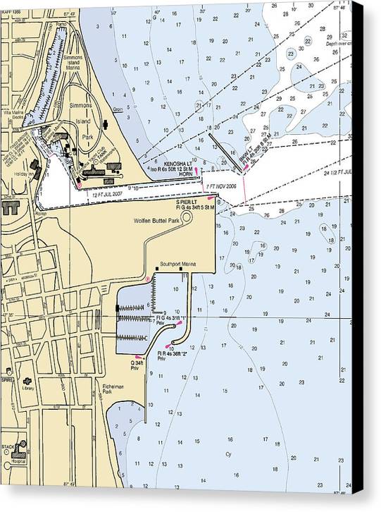 Kenosha Harbor-lake Michigan Nautical Chart - Canvas Print