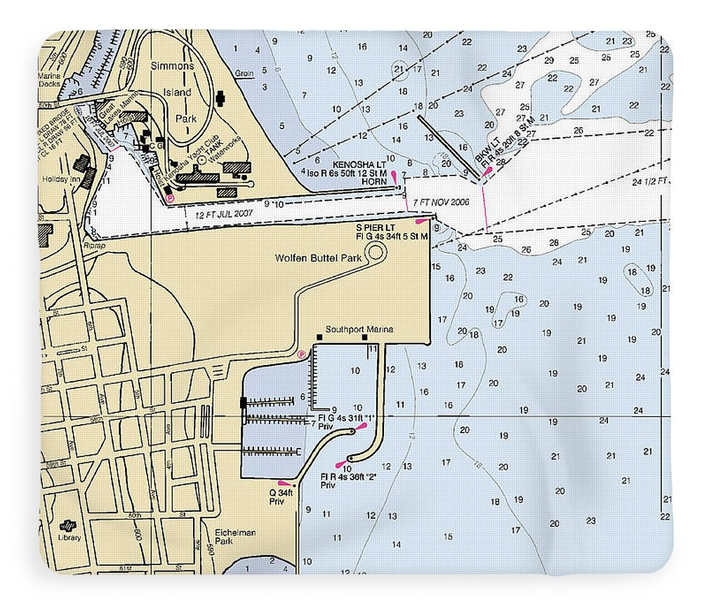 Kenosha Harbor-lake Michigan Nautical Chart - Blanket